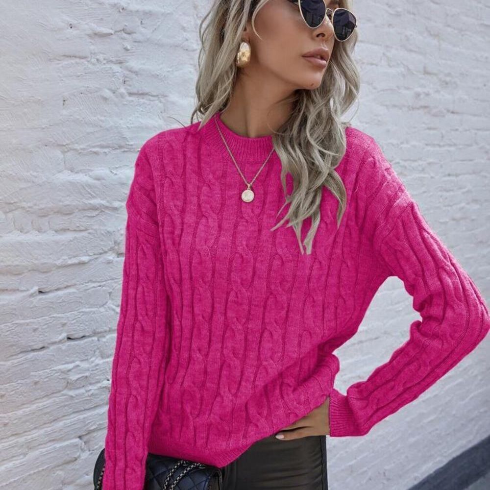 ✨ Kendall + Kylie Hot Pink Chunky Cable Knit Slightly Crop Sweater ✨